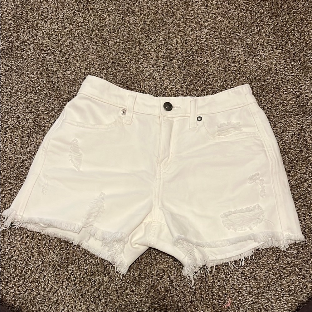 Aerie White Daydream Denim Short with Frayed Hem